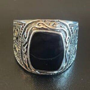 natural obsidian ring size 8.5